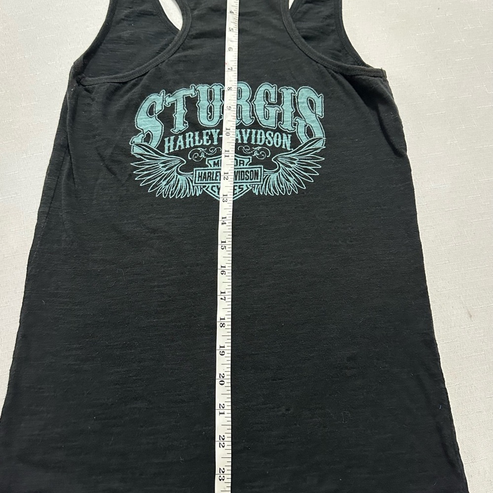 Harley Davidson Sturgis Rhinestone Tank Top Black Racerback Small - Picture 12 of 12